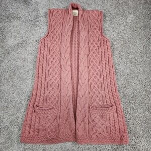 Kilronan Aran Sweater Vest Women XXS Merino Wool Irish Fisherman Cottagecore‎